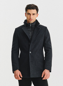 Ciemnoszary płaszcz w pepitkę