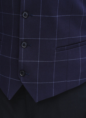 Granatowa kamizelka męska w kratę