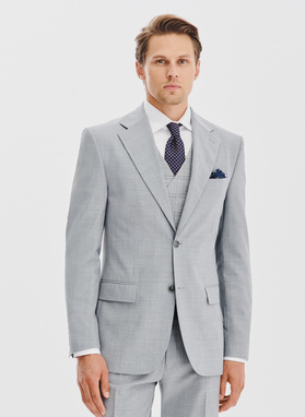 Gładki szary garnitur męski