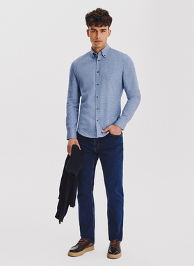 Granatowa koszula w pepitkę