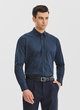 Granatowa koszula męska wzór geometryczny