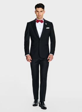 Wełniana jednorzędowa marynarka smokingowa