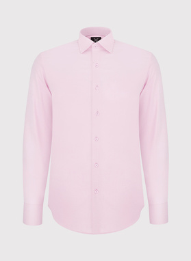 Koszula męska z długim rękawem w kolorze różowym