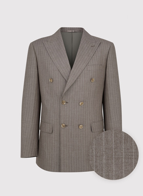 Beżowa marynarka garniturowa w prążki