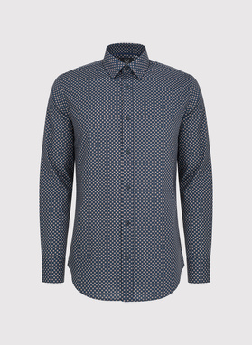 Granatowa koszula męska w mikrowzór