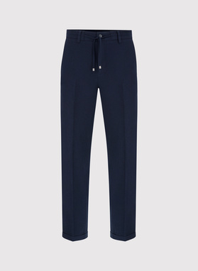 Granatowe spodnie męskie z lnem