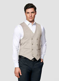 Jasnobrązowa dzianinowa kamizelka męska