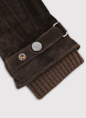 Brązowe zamszowe rękawiczki