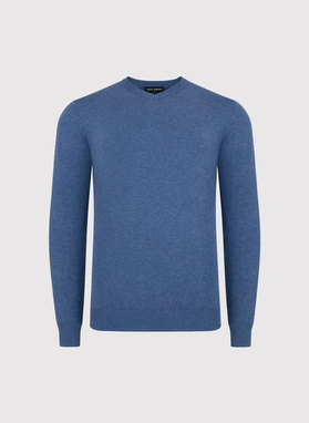 Niebieski sweter męski v-neck