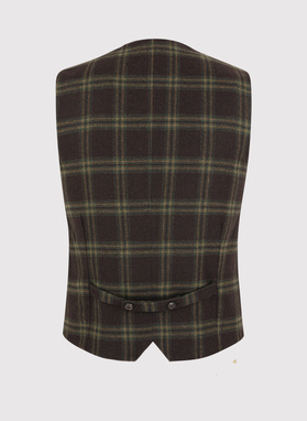 Brązowa kamizelka męska w kratę