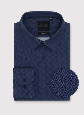 Granatowa dzianinowa koszula w jodełkę