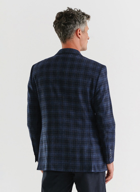 Granatowa marynarka w drobną kratkę