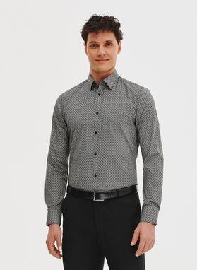Czarna koszula męska w mikrowzór