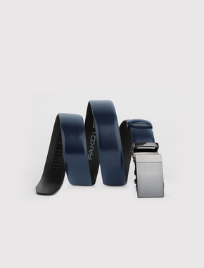 Granatowy skórzany pasek męski