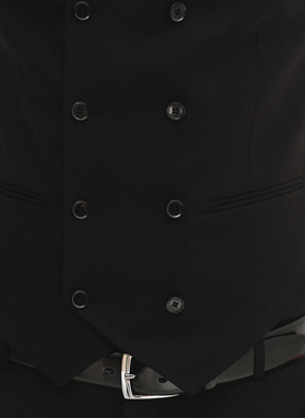 Czarna dwurzędowa kamizelka męska