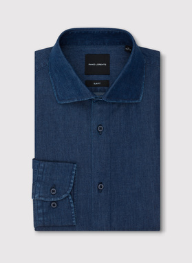 Granatowa koszula jeansowa