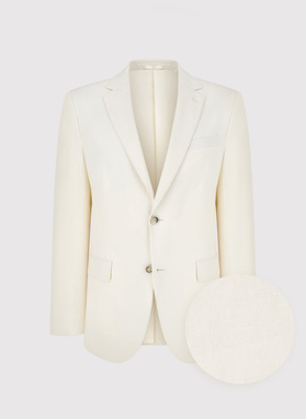 Beżowy garnitur męski z lnem