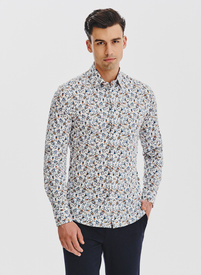 Biała koszula męska kolorowe kwiaty