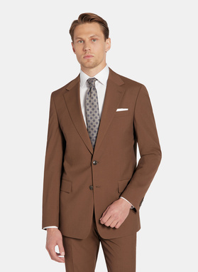 Gładki brązowy garnitur męski