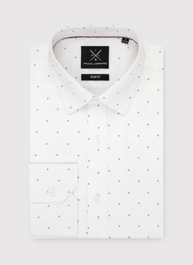Biała męska koszula w mikrowzór