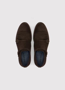 Zamszowe monki męskie w kolorze brązowym