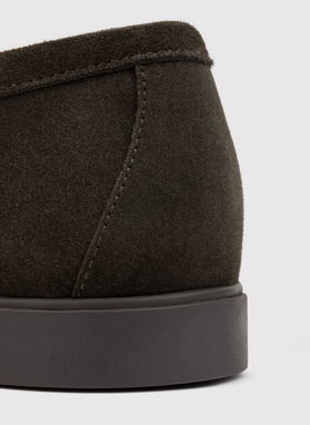 Brązowo-zielone zamszowe mokasyny męskie