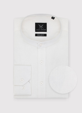 Biała koszula męska z lnu i bawełny