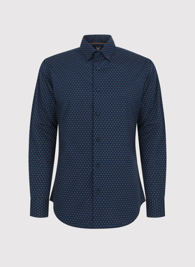 Granatowa koszula męska mikrowzór