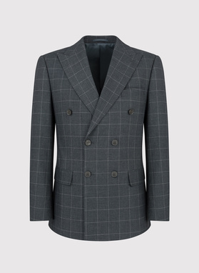 Dwuczęściowy szary dwurzędowy garnitur