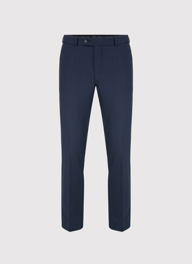 Granatowe wełniane spodnie garniturowe