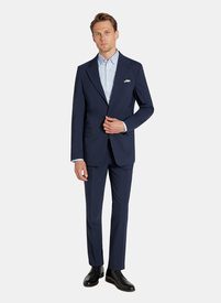 Granatowy garnitur męski z wełną