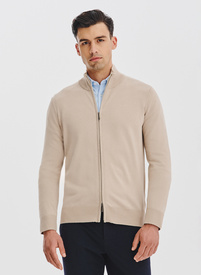 Beżowy rozpinany sweter męski