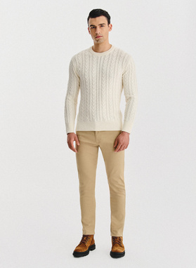 Beżowy sweter męski z kaszmirem