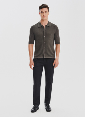 Zielone swetrowe polo z lnem