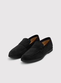 Czarne zamszowe mokasyny męskie