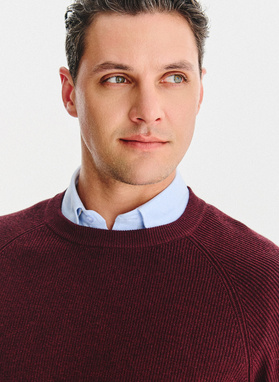 Bordowy bawełniany sweter męski