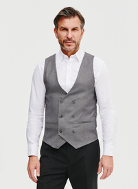 Szara dwurzędowa kamizelka męska