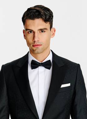 Czarna żakardowa marynarka smokingowa