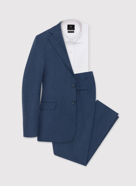 Granatowy garnitur męski w pepitkę