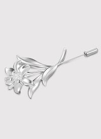 Srebrna szpilka do marynarki męskiej lilia