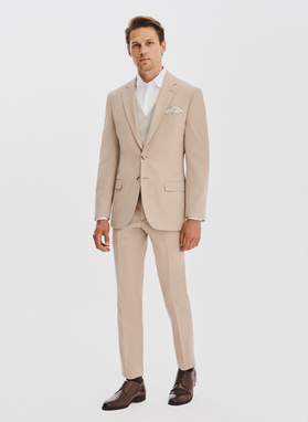 Beżowe spodnie garniturowe