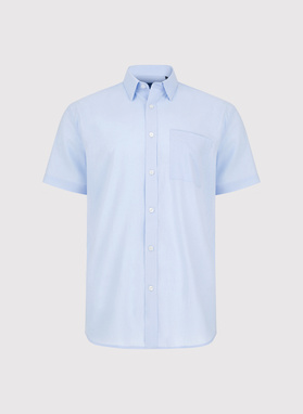 Lniana niebieska koszula z krótkim rękawem