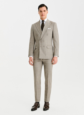 Ślubny dwurzędowy garnitur męski w kratkę