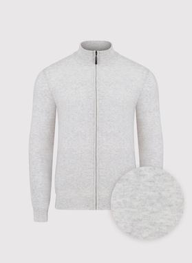 Jasnoszary rozpinany sweter z kieszeniami