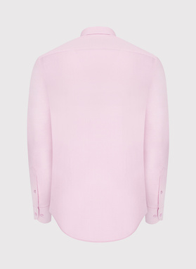Koszula męska z długim rękawem w kolorze różowym