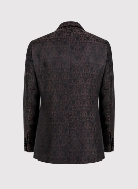 Ślubna żakardowa marynarka smokingowa brązowa