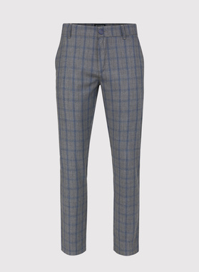 Szare spodnie męskie w niebieską kratę