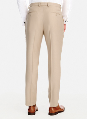 Beżowe spodnie garniturowe z wełny