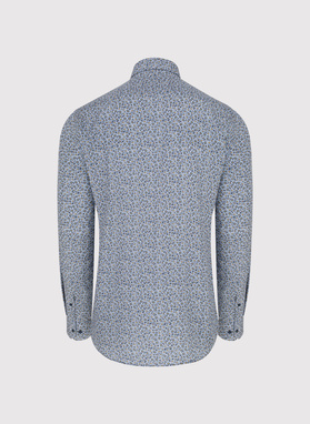 Granatowa koszula męska w kwiaty