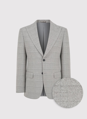 Szary garnitur męski w kratkę